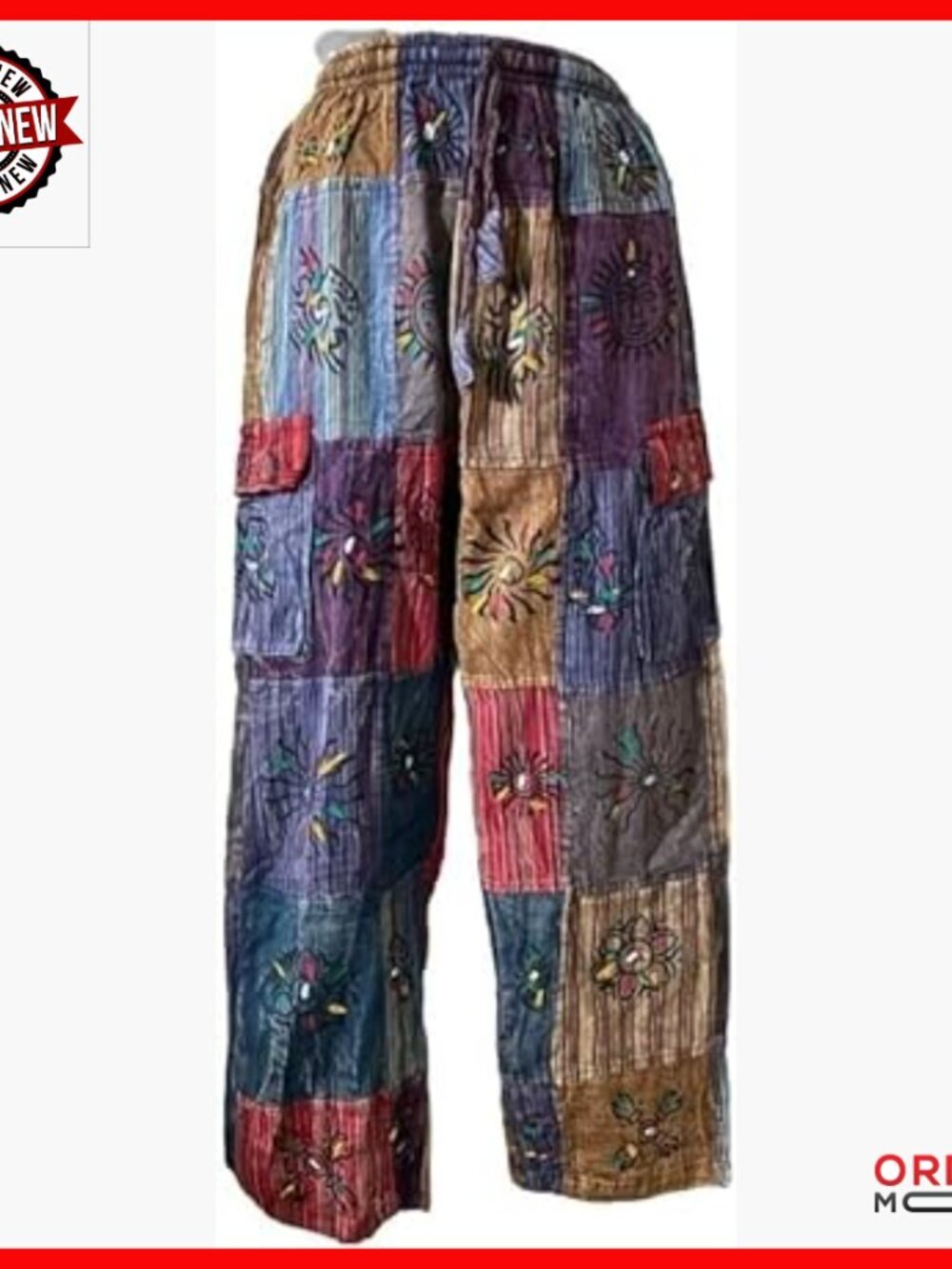 Handmade Cotton Wide Leg Yoga Pants Patchwork Festival Boho Trousers